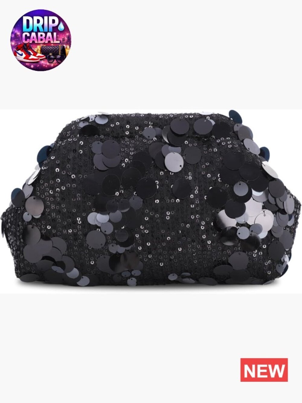 Sequin Cloud Clutch Bag - Sparkling Dumpling Evening Purse with Chain Strap
